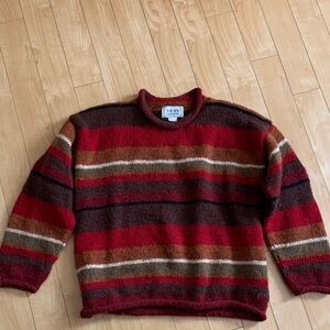Yeti 100% Wool Crewneck Sweater - Red, Brown, and Tan